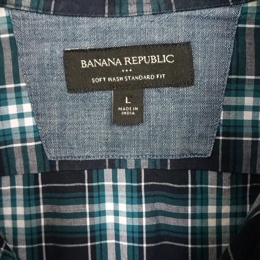 Banana Republic Soft Wash Standard Fit Plaid Button Down Shirt - Large